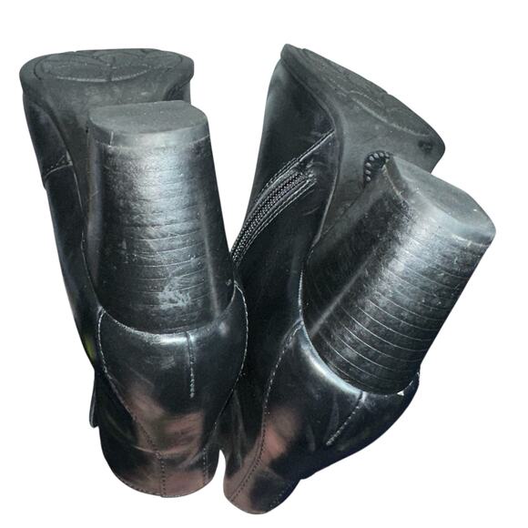 Born alter Black Leather Block Heel Ankle Boots Size 8.5 minimalist comfort - Picture 6 of 11